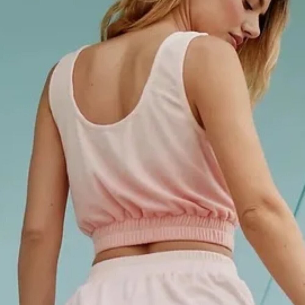 NWT Sunday in Brooklyn Soft Terry Scoop-Neck Cropped Tank Top Pink Sz. L